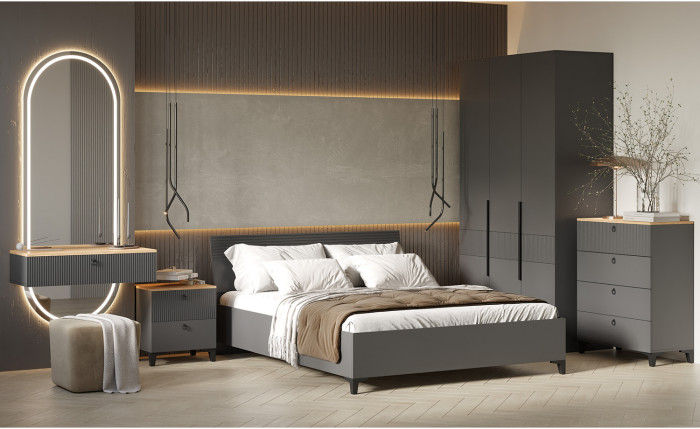 Шкаф трехстворчатый Ника, Эйхория, Графит