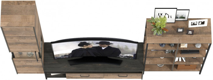 Трувор Гостиная 016, цвет дуб гранж песочный/интра, ШхГхВ 284,6х45,4х210 см., универсальная сборка