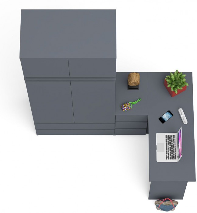 Мори компьютерный стол МС-16 левый + Шкаф МШ900.1 + Антресоль МА900.1, графит