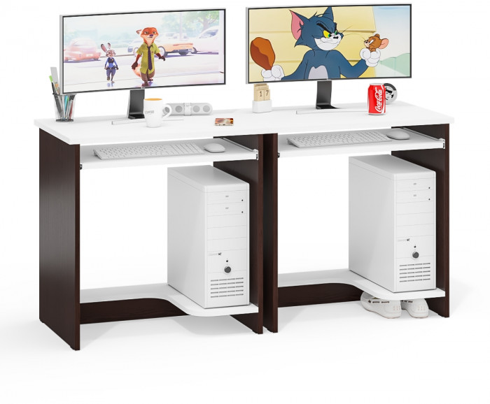 Два стола компьютерных С-МД-СК11-1, венге/белый шагрень