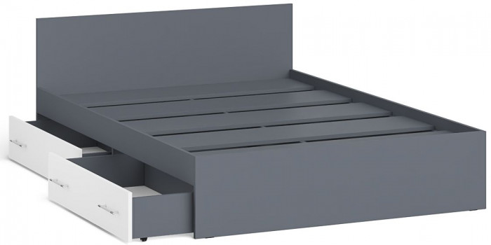 Мори Кровать с ящиками 1400, графит/белый