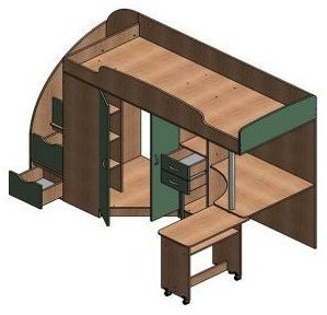 Детская кровать-чердак Теремок-1 Гранд, Дуб молочный / Голубой