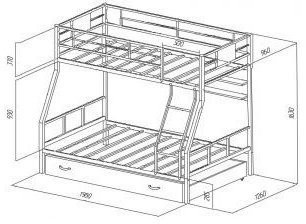 Двухъярусная кровать Гранада-1ПЯ, коричневая / Дуб (Дуб Сонома, Коричневый)