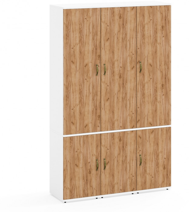 Лидер-8 Пенал МД 21Б 3 шт., цвет белый шагрень/крафт золото, ШхГхВ 120х37,5х190 см., универсальная сборка