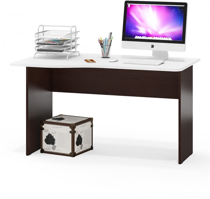 Стол письменный С-МД-1-04, цвет венге/белый шагрень, ШхГхВ 130х75х74 см., универсальная сборка