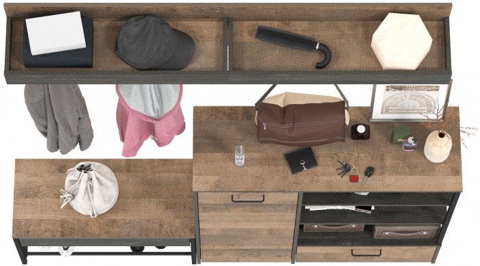 Трувор Прихожая 184, цвет дуб гранж песочный/интра, ШхГхВ 189х36,9х195 см., универсальная сборка