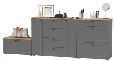 Остин 16.221 Комод + 16.121 Тумба для обуви + 13.257 Тумба, серый графит/дуб крафт золотой