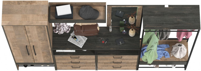 Трувор Прихожая 242, дуб гранж песочный/интра