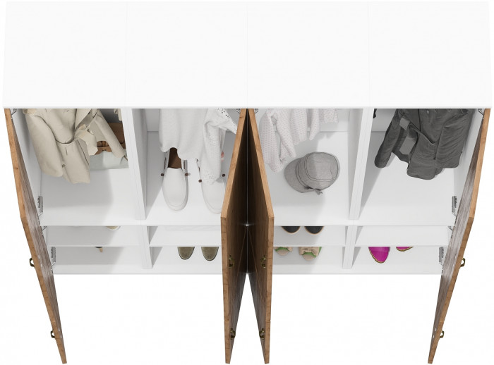 Лидер-8 Пенал МД 21Б 4 шт., цвет белый шагрень/крафт золото, ШхГхВ 160х37,5х190 см., универсальная сборка