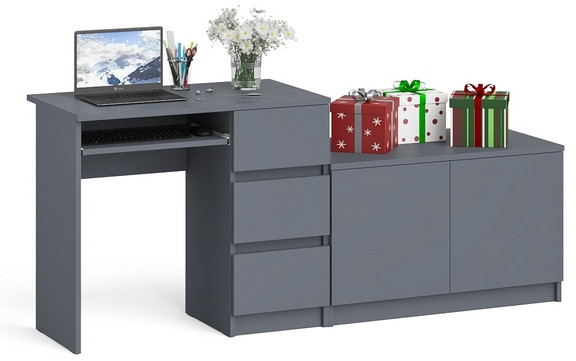 Мори компьютерный стол МС-6 правый + Тумба МА900.1, графит