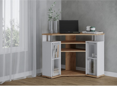 Угловая Тумба ТВ 044(2у) дуб крафт золотой/белый