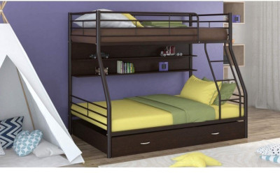 Двухъярусная кровать Гранада-2ПЯ (Дуб молочный, Серый)