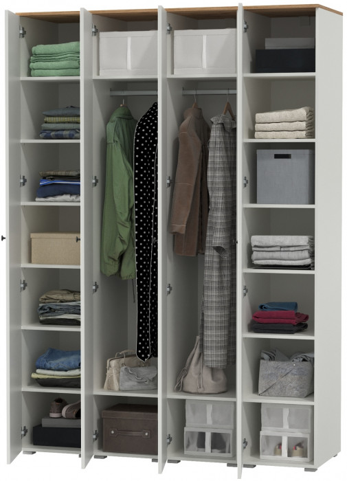 Остин 13.225 Шкаф-пенал 4 шт., белый шагрень/дуб крафт золотой