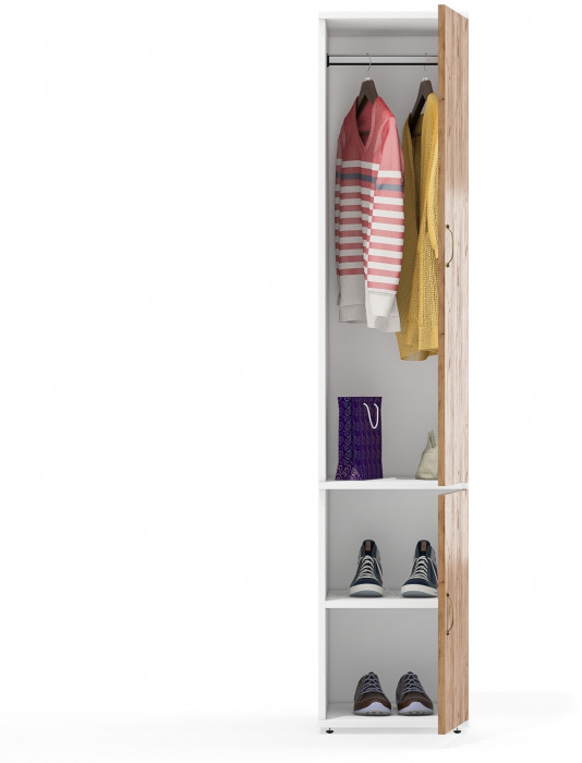 Лидер-8 Модуль Пенал МД 23Б, белый шагрень/крафт золото