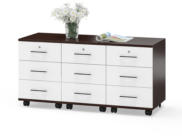 Три тумбы выкатных С-МД-3-02, цвет венге/белый шагрень, ШхГхВ 120х45х59 см.