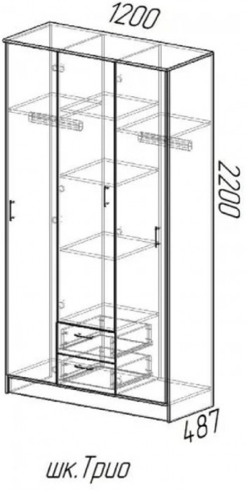 Трио Шкаф трёхдверный, Венге/Лоредо