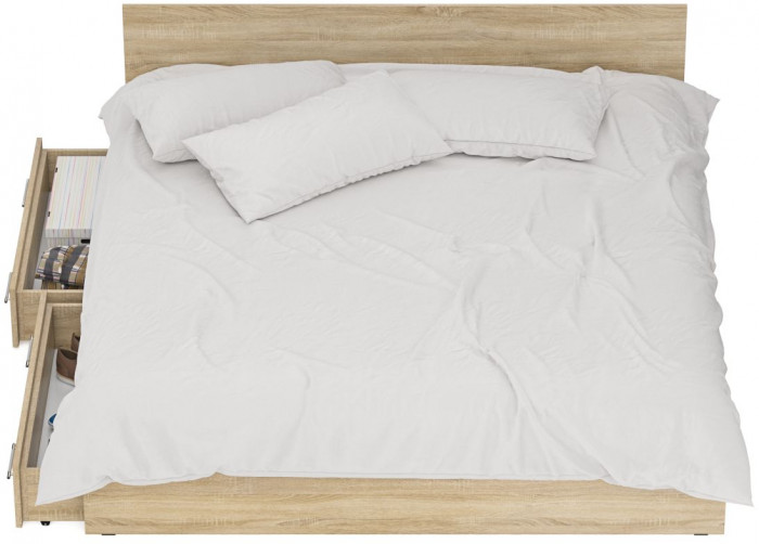 Стандарт Кровать с ящиками 1800, дуб сонома