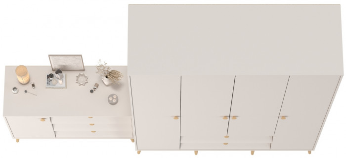 Афина Спальня Шкаф 4-х дверный + Комод с дверкой и тремя ящиками, кашемир серый