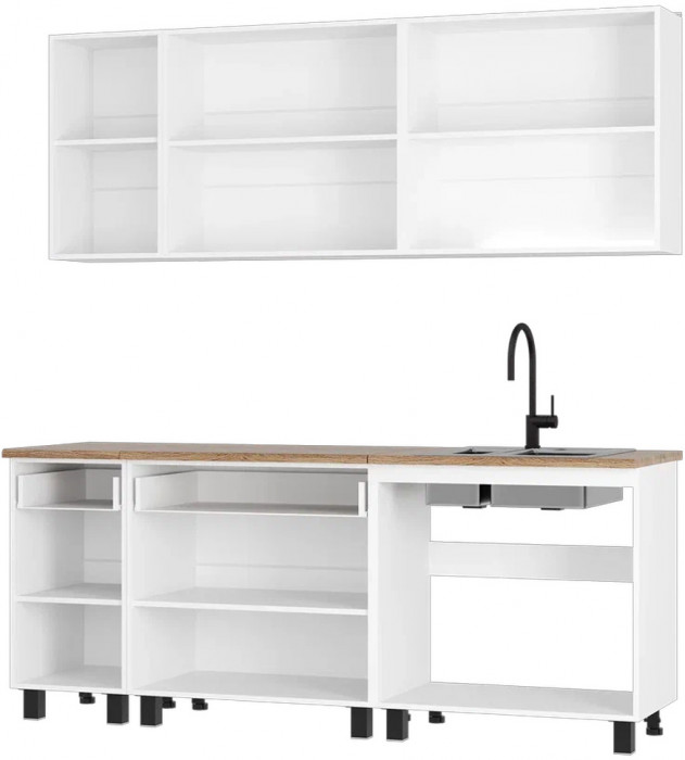 Кухня 2,0м Монтана (ДубКера) Белый/Графит/Дуб кера