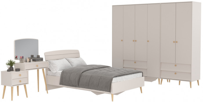 Афина Спальня 20-1200, цвет кашемир серый, сп.м. 1200х2000 мм., б/м, основание есть - фанера