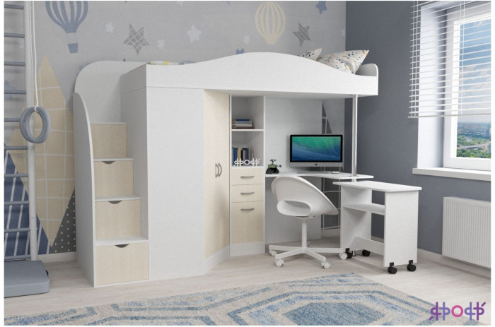 Кровать-чердак Юниор 4 (Винтерберг/Оранжевый)