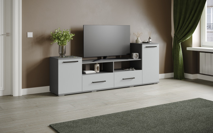 Тумба ТВ Парус-2, Графит серый/Серый камень