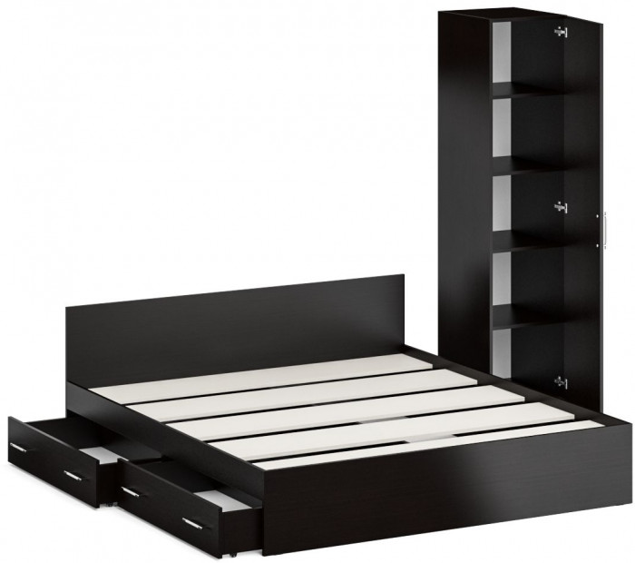 Кровать с ящиками 1800 + Пенал Стандарт, венге