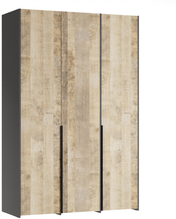 Шкаф трехстворчатый Денвер, Графит, Дуб гранж песочный