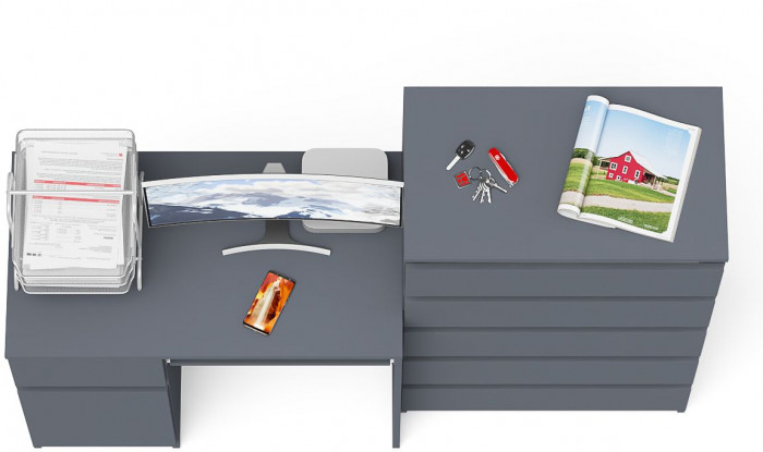 Мори компьютерный стол МС-1 левый + Комод МК700.5, графит