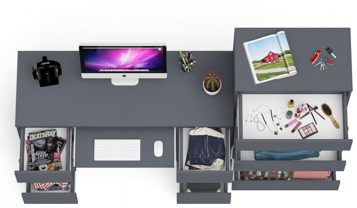 Мори компьютерный стол МС-2 + Комод МК700.5, графит