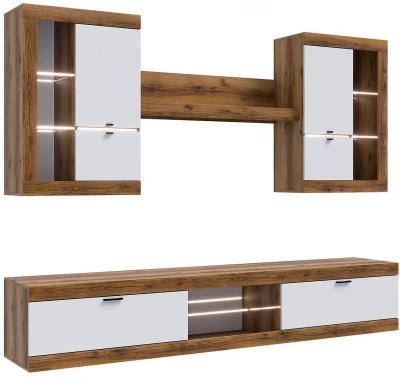 Прага Модульная Гостиная, вариант №3, делано/Белый глянец