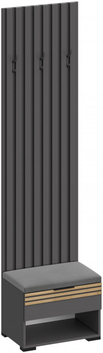 Прихожая Нао, набор №11, Дуб вотан/Графит, Вотан, Simple 27