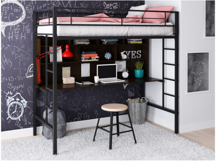 Кровать-чердак Севилья 1.2 (Дуб молочный / Венге, Коричневый)