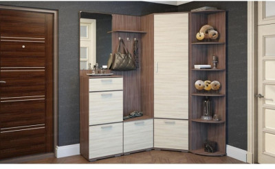 Модульная угловая прихожая Ника, композиция 2, ясень шимо