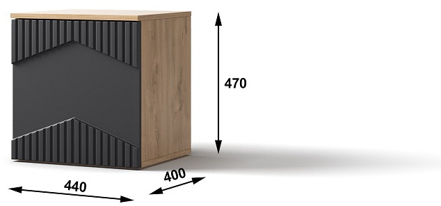 Тумба прикроватная (правое исп.) "Оливия" - Белый текстурный/Ясень белый