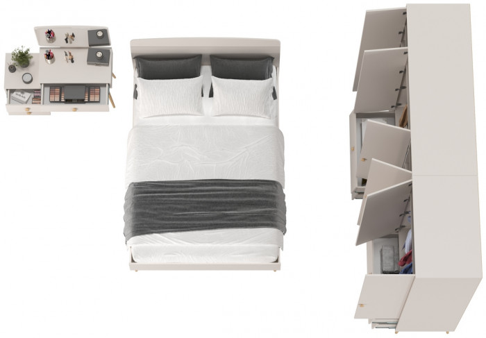 Афина Спальня 20-1400, цвет кашемир серый, сп.м. 1400х2000 мм., б/м, основание есть - фанера