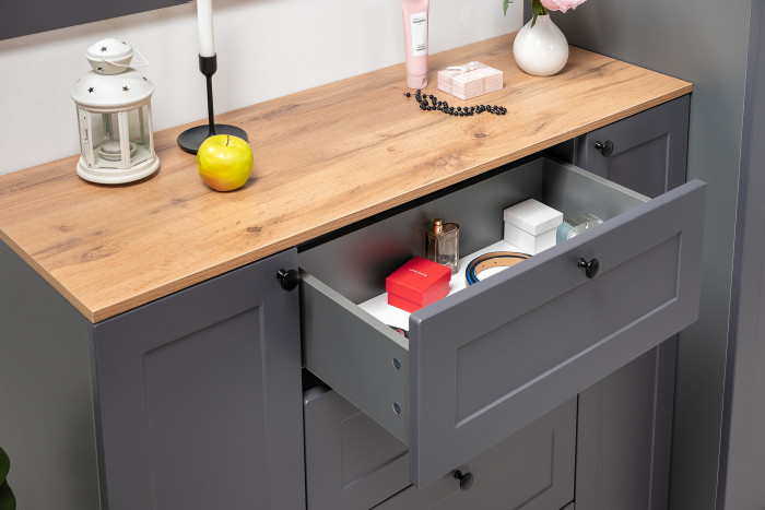 Остин Прихожая 53, серый графит/дуб крафт золотой