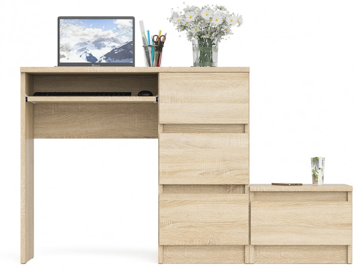 Мори Стол компьютерный МС-6 правый + Тумба ТМП400.1, цвет дуб сонома, ШхГхВ 130,4х50х76,6 см., выдвижные ящики справа, НЕ универсальная сборка