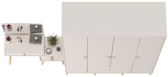 Афина Спальня Шкаф 4-х дверный + Трюмо, кашемир серый