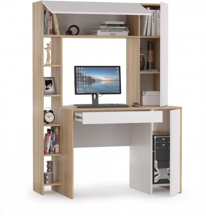компьютерный стол Комфорт 12.71, дуб сонома/белый
