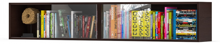 Две полки книжных С-МД-КН01, цвет венге, ШхГхВ размер каждой полки в отдельности: 83х25х30 см., стеклянные дверцы