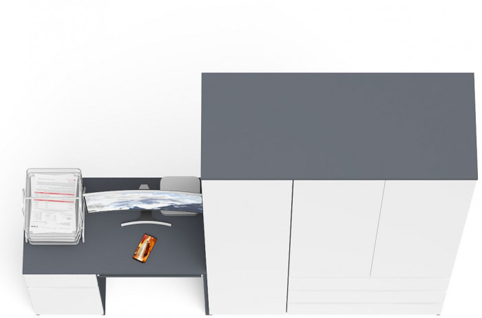 Мори компьютерный стол МС-1 левый + Шкаф МШ1200.1, графит/белый