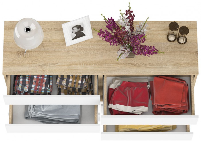 Мори Комод МК1380.6, цвет дуб сонома/белый, ШхГхВ 138х41х73 см.