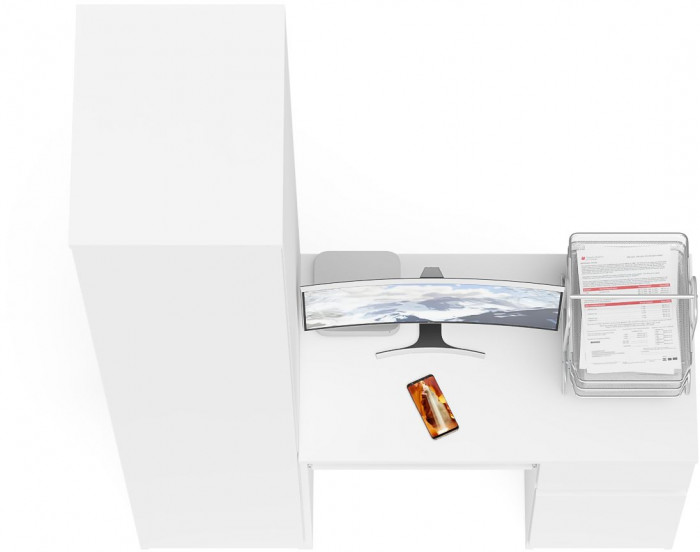 Мори Стол компьютерный МС-1 правый + Пенал МШ400.1, цвет белый, ШхГхВ 130,4х50,4х209,6 см., выдвижной ящик справа, НЕ универсальная сборка