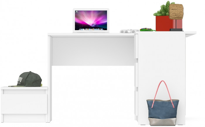 Мори Стол компьютерный МС-16 правый + Тумба ТМП400.1, цвет белый, ШхГхВ 164,8х84,9х76,6 см., выдвижные ящики справа, НЕ универсальная сборка