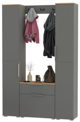 Октава Прихожая 19, серый графит/дуб крафт золотой/фасады МДФ серый графит