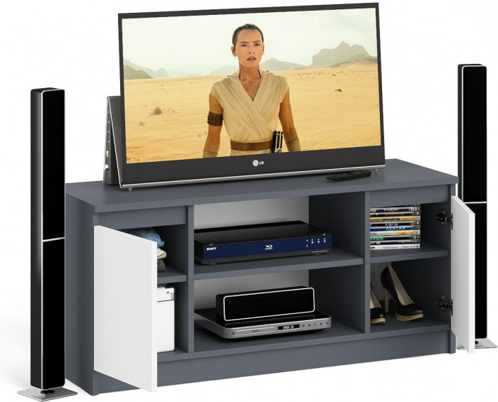 Мори Тумба ТВ МТВ1200.1, цвет графит/белый, ШхГхВ 120,4х41х54,6 см.