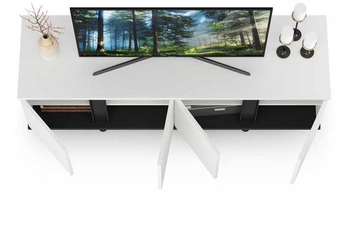 Тумба под ТВ Квадро 13.276, белый шагрень(ЛДСП 16 мм. и 22 мм.)/чёрный(ЛДСП 22 мм.)