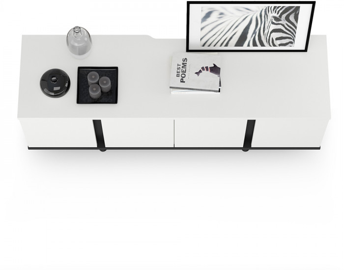 Тумба под ТВ Квадро 13.276, белый шагрень(ЛДСП 16 мм. и 22 мм.)/чёрный(ЛДСП 22 мм.)