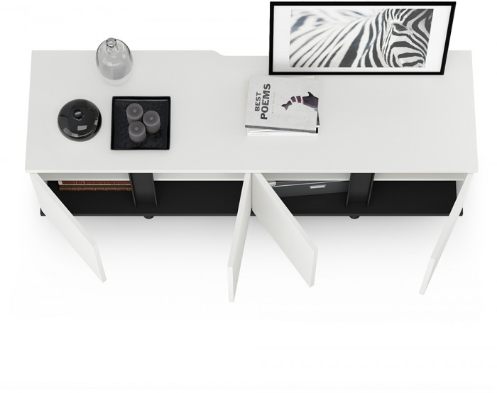 Тумба под ТВ Квадро 13.276, белый шагрень(ЛДСП 16 мм. и 22 мм.)/чёрный(ЛДСП 22 мм.)